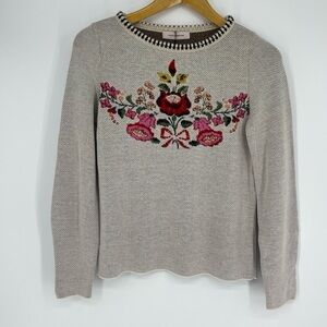 Anthropologie Aldo Martins Embroidered Sweater Lightweight size small
